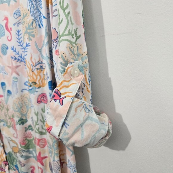 Jane and Delancey Womens Beach Button Up Top Sz 1X Travel Nautical Island Cruise - Picture 3 of 11